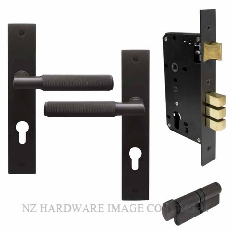 WINDSOR 8416K DRB KA NIDO LUMINA DIAMOND KNURL LONG PLATE ENTRANCE SET DARK ROMAN BRASS