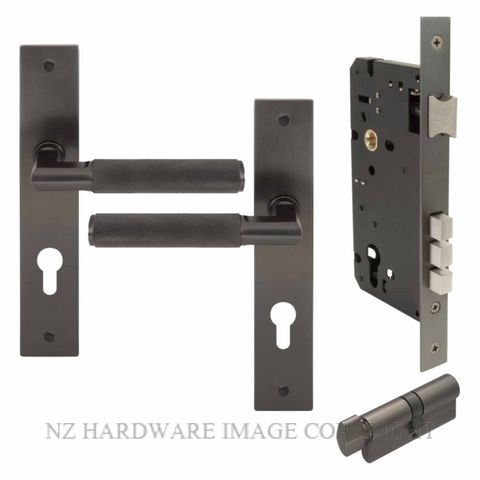 WINDSOR 8416K GN KA NIDO LUMINA DIAMOND KNURL LONG PLATE ENTRANCE SET GRAPHITE NICKEL