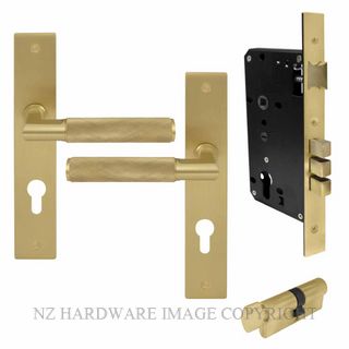 WINDSOR 8416K MSB KA NIDO LUMINA DIAMOND KNURL LONG PLATE ENTRANCE SET MATT SATIN BRASS