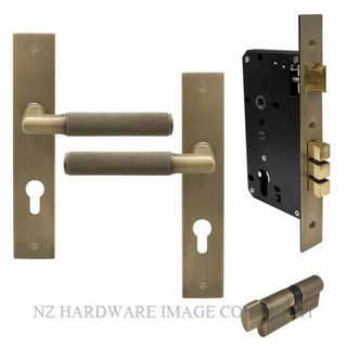 WINDSOR 8416K RB KA NIDO LUMINA DIAMOND KNURL LONG PLATE ENTRANCE SET ROMAN BRASS