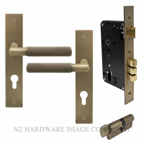 WINDSOR 8416K RB KA NIDO LUMINA DIAMOND KNURL LONG PLATE ENTRANCE SET ROMAN BRASS