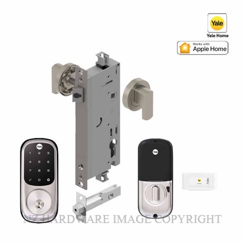 YALE YRD226NRSN/EN/RD ASSURE KEYED DEADBOLT ENTRANCE SET ROUND ESCUTCHEON SATIN NICKEL