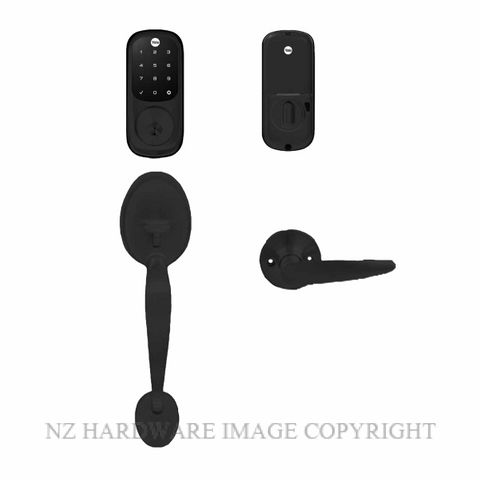 YALE YRD226/GRIPSET/MMBK ASSURE KEYED DEADBOLT AND MAYFAIR GRIPSET MATT BLACK