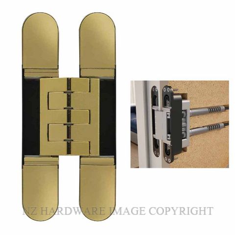 CEAM BAC1431ACPB 3D ADJUSTABLE CONCEALED DOOR HINGE CLOSER POLISHED BRASS