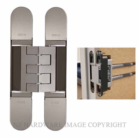 CEAM BAC1431ACSN 3D ADJUSTABLE CONCEALED DOOR HINGE CLOSER SATIN NICKEL