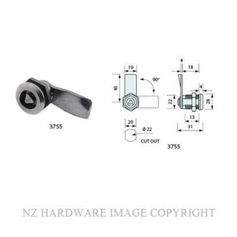NZH 3755 TRI KEY CAM LOCK 304 STAINLESS STEEL