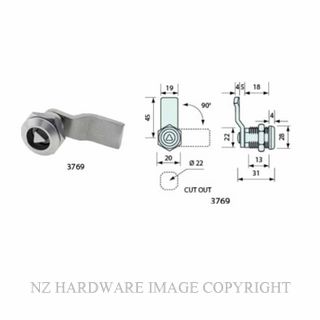 NZH 3769 TRI KEY CAM LOCK 316 STAINLESS STEEL