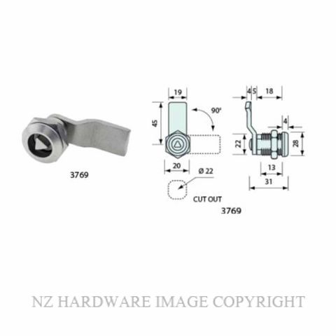 NZH 3769 TRI KEY CAM LOCK 316 STAINLESS STEEL