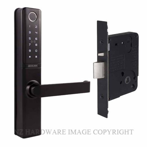 SCHLAGE SCEBZ700-91MB ENCORE SMART LOCK HANDLES & 991 MORTICE MATT BLACK