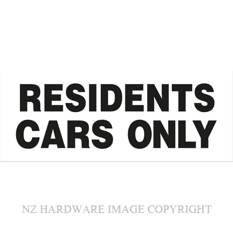 MARKIT GRAPHICS BS709 RESIDENTS CARS ONLY 330X130MM BLACK ON WHITE