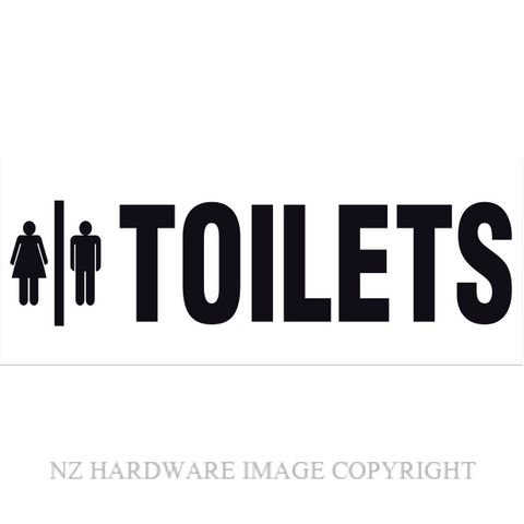 MARKIT GRAPHICS BS722 TOILETS SIGN 330X130MM BLACK ON WHITE
