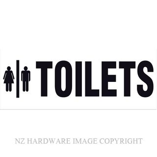 MARKIT GRAPHICS BS722 TOILETS SIGN 330X130MM BLACK ON WHITE