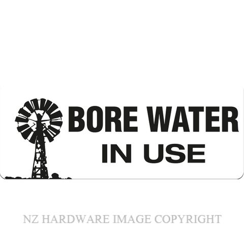 MARKIT GRAPHICS BS726 BORE WATER IN USE 330X130MM BLACK ON WHITE
