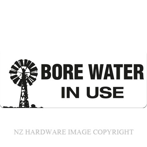 MARKIT GRAPHICS BS726 BORE WATER IN USE 330X130MM BLACK ON WHITE