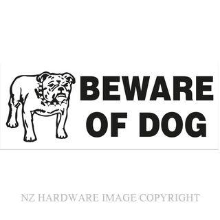 MARKIT GRAPHICS BS715 BEWARE OF DOG SIGN 330X130MM BLACK ON WHITE