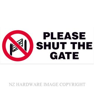 MARKIT GRAPHICS BS805 SHUT GATE SIGN 330X130MM BLACK/RED ON WHITE