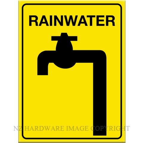 MARKIT GRAPHICS BSS632 RAINWATER TAP 219X90MM BLACK ON YELLOW