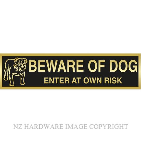 MARKIT GRAPHICS DLS269  BEWARE OF THE DOG SIGN SA GOLD ON BLACK