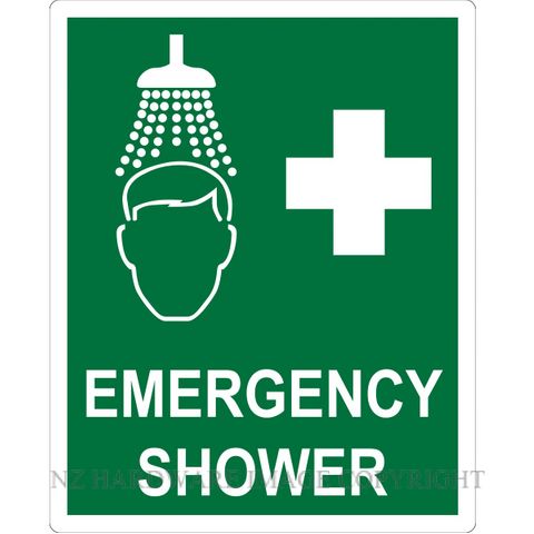 MARKIT GRAPHICS PVCI1231 EMERGENCY SHOWER 240X300MM WHITE ON GREEN