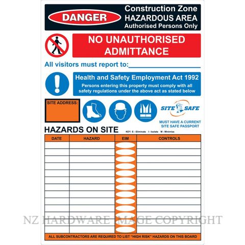 MARKIT GRAPHICS PVCI1246 SITE SAFE 2 600X900MM