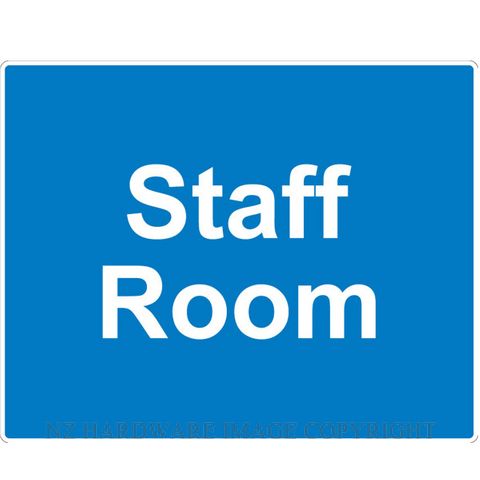 MARKIT GRAPHICS PVCI1244 STAFF ROOM SIGN 300X240MM WHITE ON BLUE
