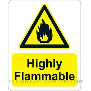 MARKIT GRAPHICS PVCI1272 HIGHLY FLAMMABLE 240X300MM BLK ON YELLOW