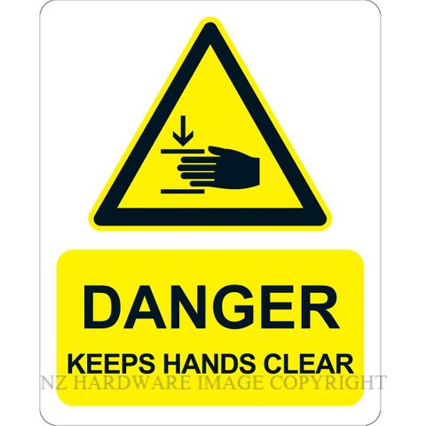 MARKIT GRAPHICS PVCI1278 KEEP HANDS CLEAR 240X300MM BLK ON YELLOW