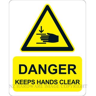 MARKIT GRAPHICS PVCI1278 KEEP HANDS CLEAR 240X300MM BLK ON YELLOW