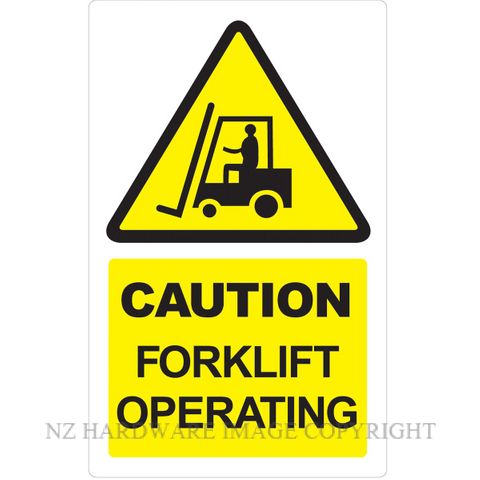 MARKIT GRAPHICS PVCI917 CAUTION FORKLIFT 300X480MM BLACK ON YELLOW
