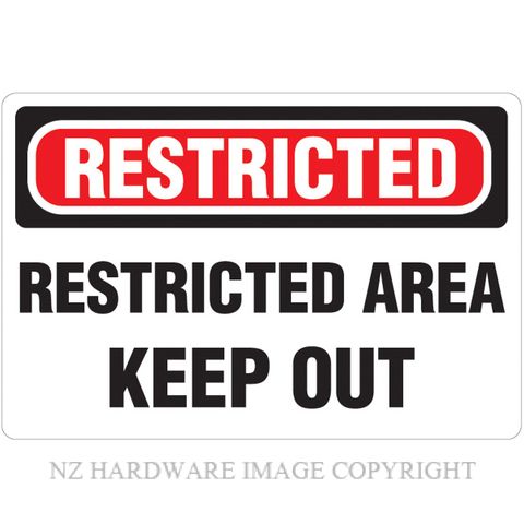 MARKIT GRAPHICS PVCI920 RESTRICTED AREA SIGN 400X300MM