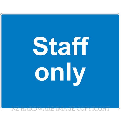 MARKIT GRAPHICS PVCI948 STAFF ONLY 300X240MM WHITE ON BLUE