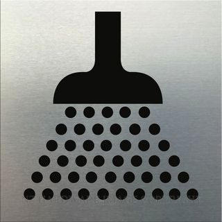 MARKIT GRAPHICS SSS328 SHOWER SYMBOL SIGN SA BLACK ON SILVER