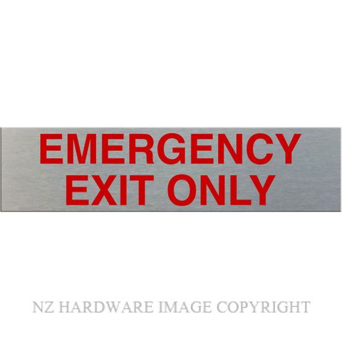 MARKIT GRAPHICS SSS44 EMERGENCY EXIT ONLY SIGN SA RED ON SILVER