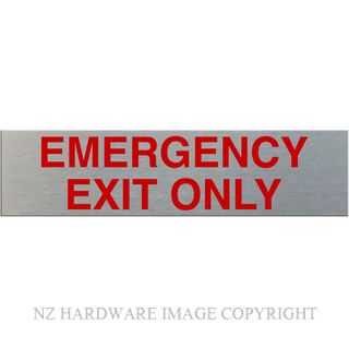 MARKIT GRAPHICS SSS44 EMERGENCY EXIT ONLY SIGN SA RED ON SILVER