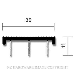 RAVEN RP486 DOOR BOTTOM SEAL 3000MM PVC GREY/BLACK