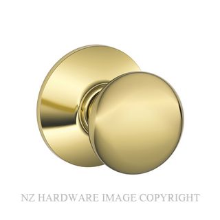SCHLAGE F SERIES PLYMOUTH KNOB POLISHED BRASS