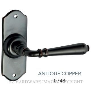 TRADCO 0748 AC REIMS LEVER LATCH ANTIQUE COPPER