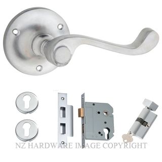 TRADCO 0797 SC MILTON LEVER ON ROSE EURO KIT SATIN CHROME