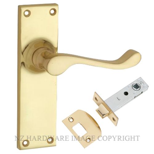 Tradco Victorian Door Lever Handle on Long Backplate Antique Brass