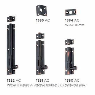 TRADCO 1380 - 1383 BARREL BOLTS ANTIQUE COPPER