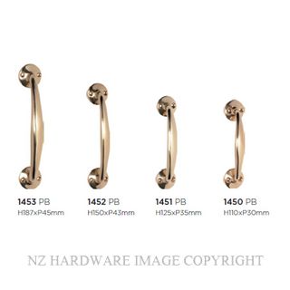 TRADCO 1450 PB TELEPHONE PULL HANDLE 110MM POLISHED BRASS