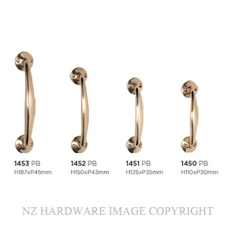 TRADCO 1450 - 1453 TELEPHONE PULL HANDLES POLISHED BRASS