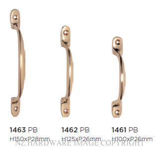 TRADCO 1461 - 1463 STANDARD PULL HANDLE POLISHED BRASS