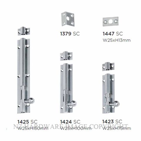 TRADCO 1423 - 1426 BARREL BOLTS SATIN CHROME