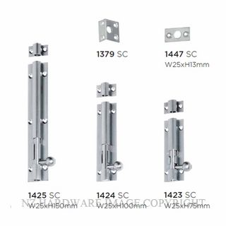 TRADCO 1425 SC BARREL BOLT 150 X 25MM SATIN CHROME