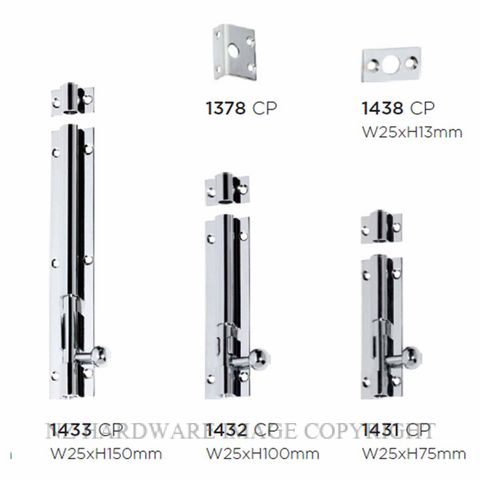 TRADCO 1431 - 1433 BARREL BOLTS CHROME PLATE