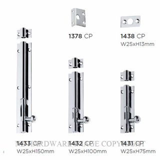 TRADCO 1433 CP BARREL BOLT 150 X 25MM CHROME PLATE