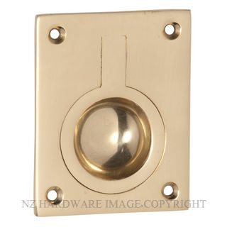 TRADCO 1573 PB FLUSH RING PULL 50 X 63MM POLISHED BRASS