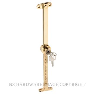 TRADCO 1674 TELESCOPIC STAY KEY LOCKED 200-295MM PVD BRASS