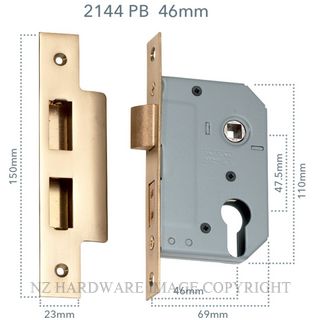 TRADCO 2144 PB 46MM EURO LOCK POLISHED BRASS